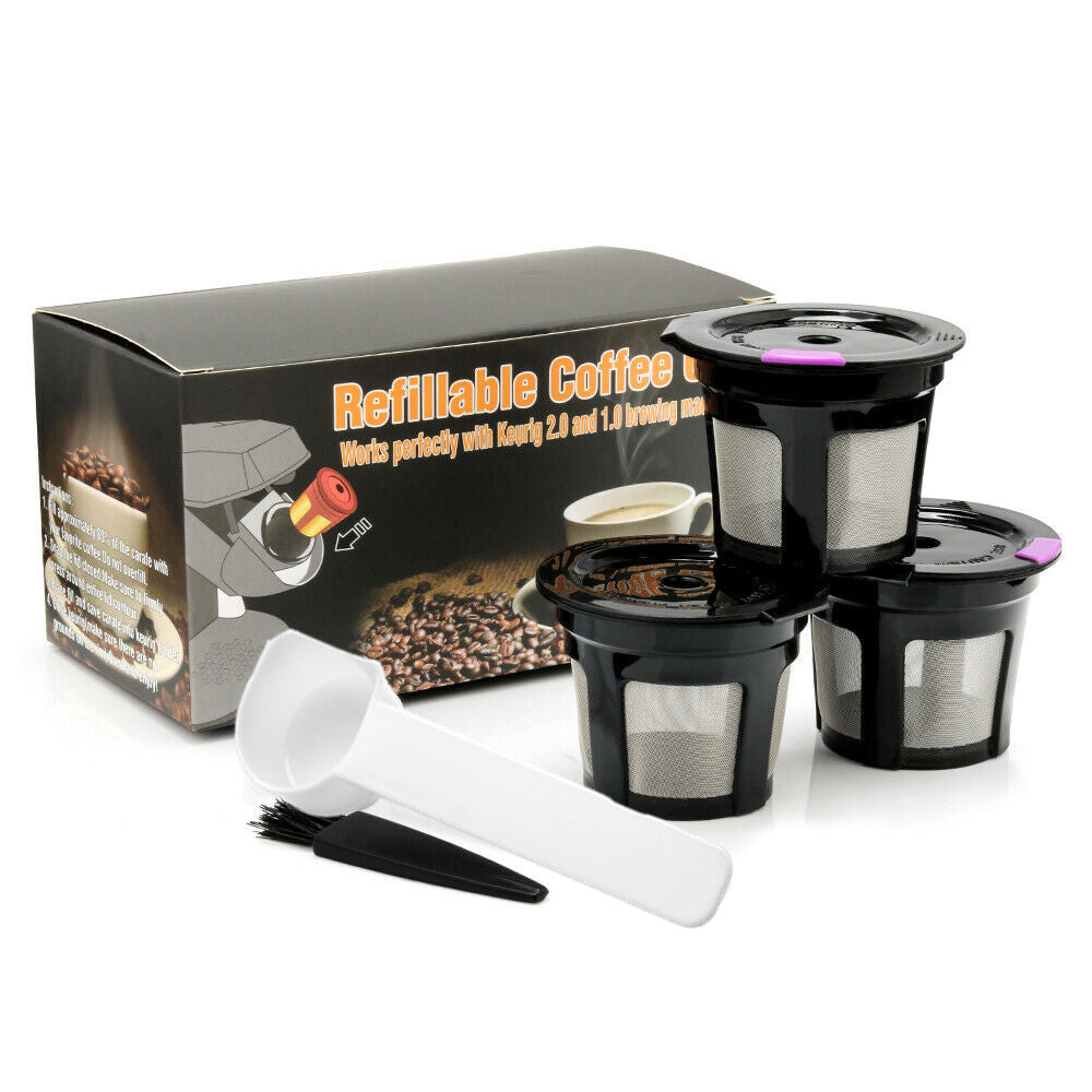 Reusable K Cup Coffee Capsule Plastic Filter Coffee Shell Stainless Steel Funnel Mesh Cup